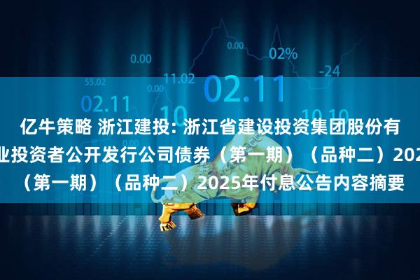 亿牛策略 浙江建投: 浙江省建设投资集团股份有限公司2023年面向专业投资者公开发行公司债券（第一期）（品种二）2025年付息公告内容摘要